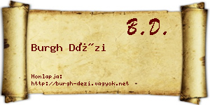 Burgh Dézi névjegykártya